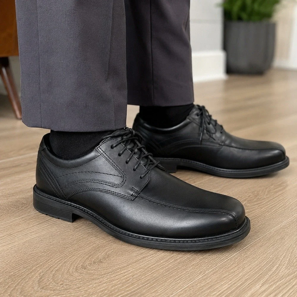 Rockport Leader 2 TruTECH Leather Oxford Comfort Dress Shoes Black Men's 12W